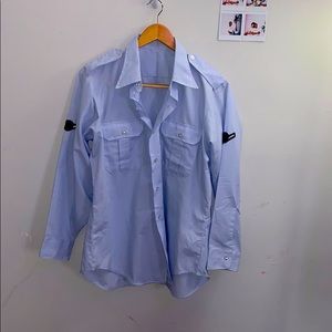 Lightweight blue Button Up Long-sleeve SHIRT